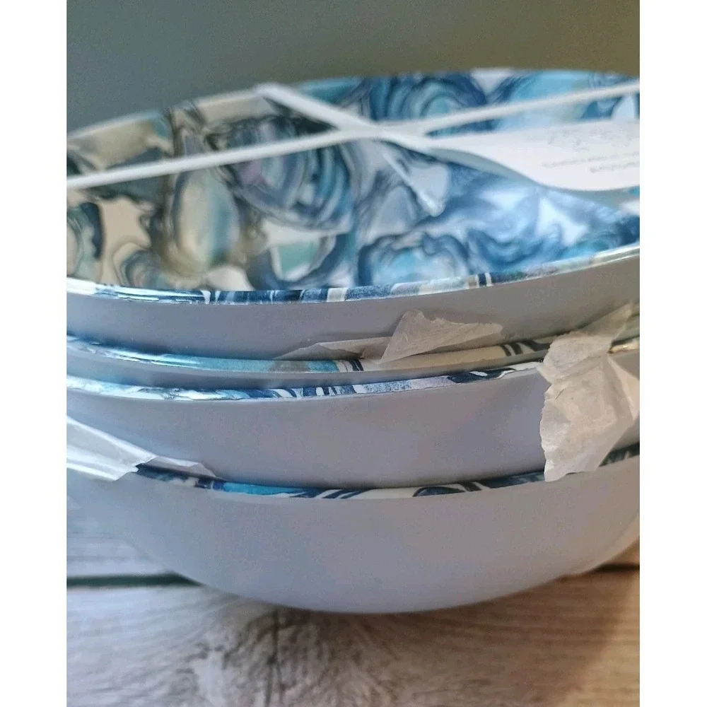 NWT Sigrid Olsen‎ Melamine Oysters Salad Bowls & Appetizer Plates Set- Coastal
